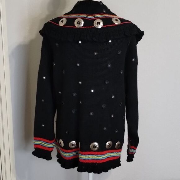 Martha Abraham size large knit sweater cardigan southwestern with collar - Picture 7 of 11